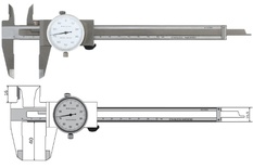 Uhrenmessschieber (Messschieber mit Rundskala)  150 mm, 0,01 mm Ablesung