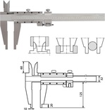 Werkstattmessschieber 1000 mm, Form D mit Kreuzspitzen, Nonius 0,02