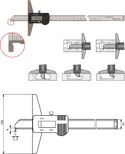 Tiefenmessschieber 200 mm digital mit Haken