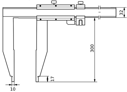 Messschieber 1000 mm mit langen Messschenkeln 300 mm, Monoblock