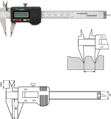Digitaler Messschieber mit spitzen Messschenkeln 100 mm