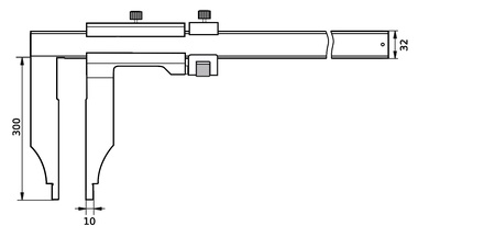 Messschieber 600 mm mit langen Messschenkeln 300 mm, Monoblock
