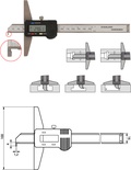 Tiefenmessschieber 150 mm digital mit Haken