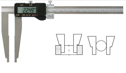 Werkstattmessschieber 1500 mm digital, 300 mm Messschenkel, Form E