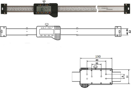 Digitaler Anbaumessschieber (horizontal)  1500 mm