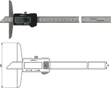 FUTURO Messschieber digital Tiefenmass rechteckig 4 x 1.4 mm 150A / 0.