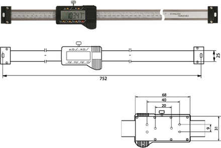 Digitaler Anbaumessschieber (horizontal)   600 mm