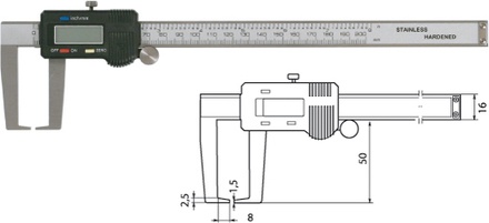 Digitaler Außen-Nuten-Messschieber 200 mm / 50mm