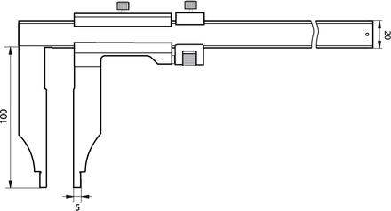 Messschieber 200 mm / 100 mm Messschenkel mit Feinverstellung, Monoblock