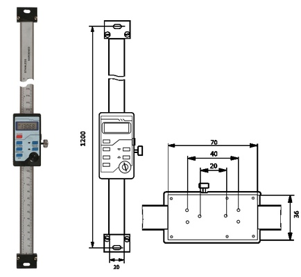 Digitaler Anbaumessschieber (vertikal) 1000 mm