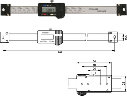 Digitaler Anbaumessschieber (horizontal) 150 mm