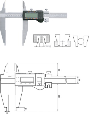 Werkstattmessschieber 500 mm digital, Form B