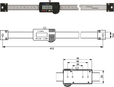 Digitaler Anbaumessschieber (horizontal) 300 mm