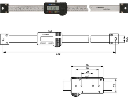 Digitaler Anbaumessschieber (horizontal)   300 mm