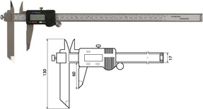 Digitaler Messschieber mit verschiebbarem Messschenkel für die Stufenmessung 300 mm