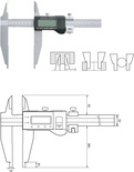 Werkstattmessschieber 500 mm digital, Form B