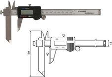 Digitaler Messschieber mit verschiebbarem Messschenkel für die Stufenmessung 150 mm