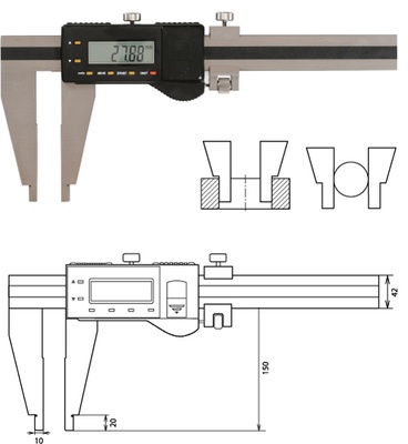 Werkstattmessschieber 1500 mm digital, Messschenkel 150 mm