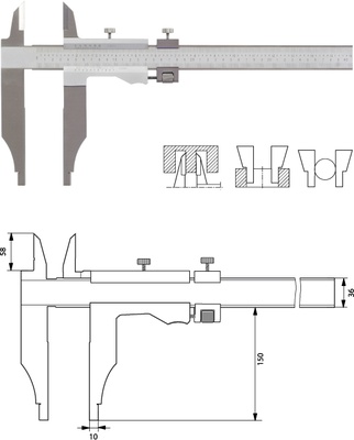 Werkstattmessschieber  1000 mm, Form B, Monoblock